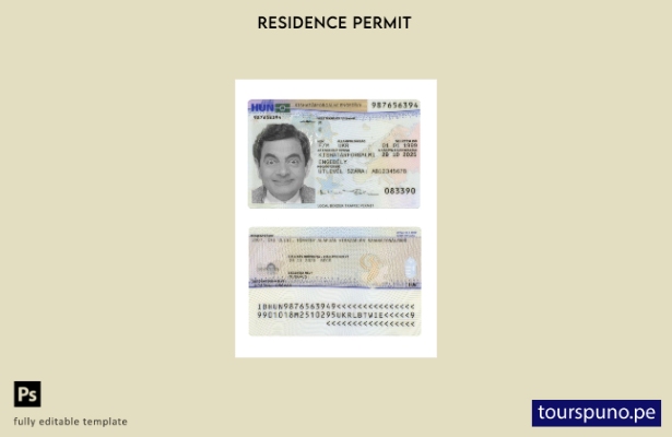 Plantilla de permiso de residencia en Hungría lista para imprimir